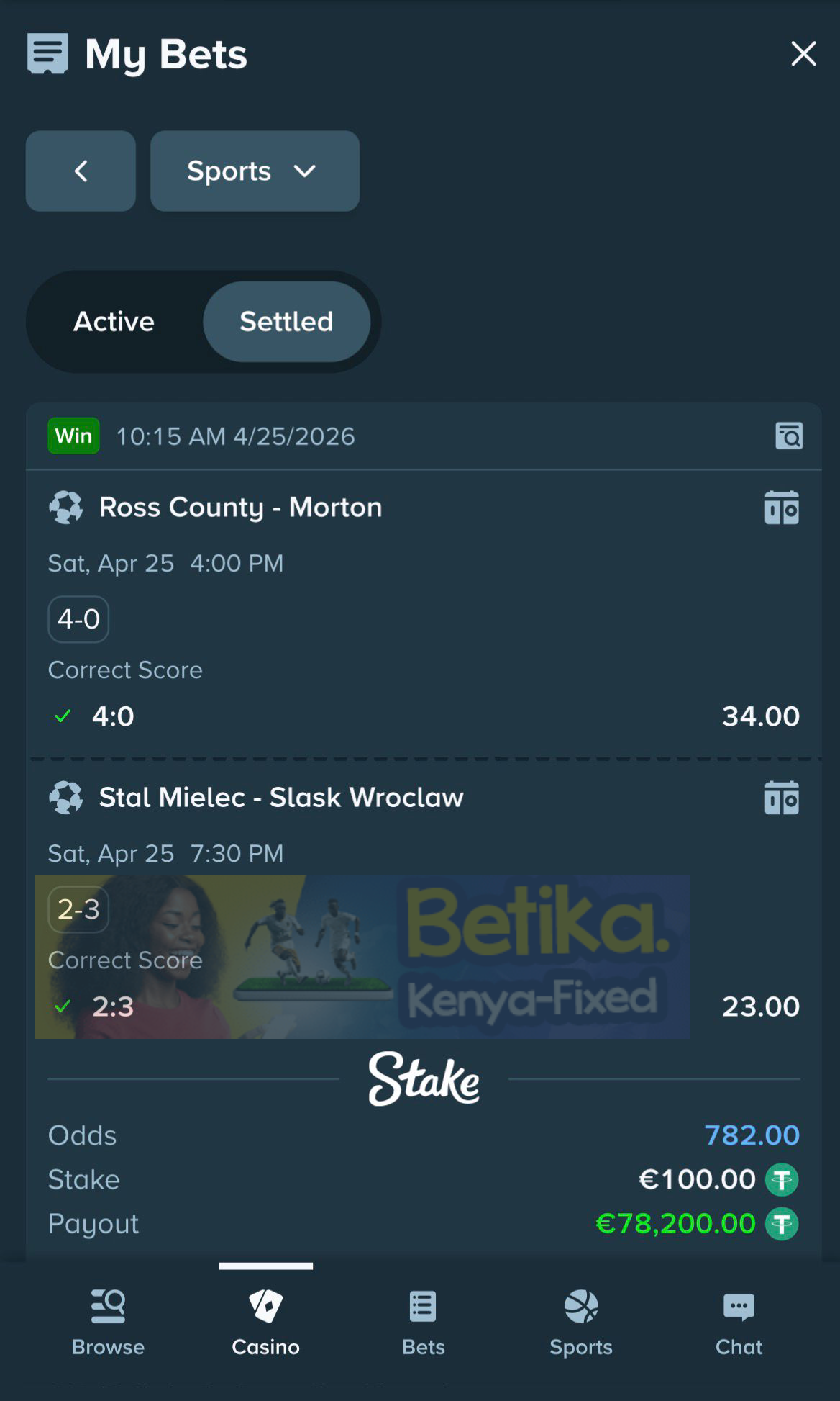 betika fixed matches correct score 25.04.2026