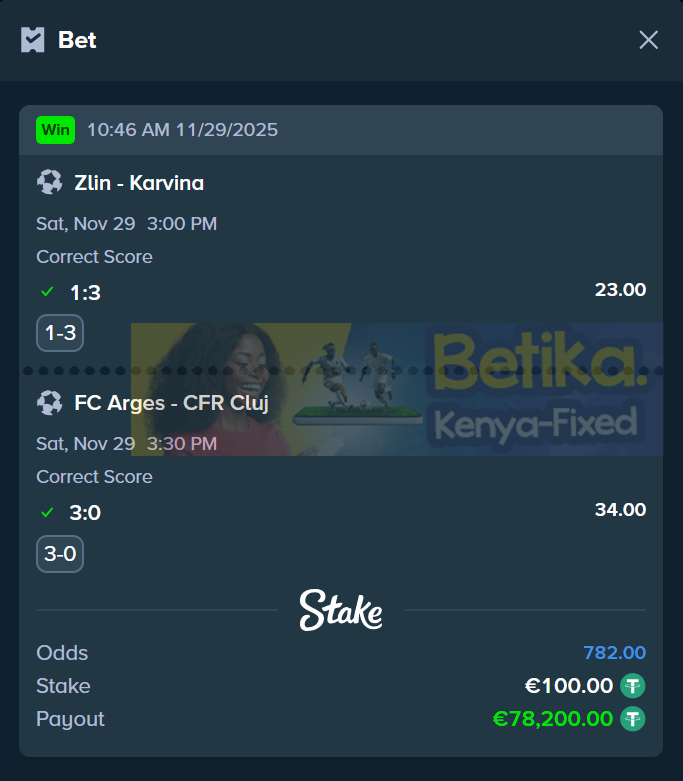 betika fixed matches correct score 29.11.2025