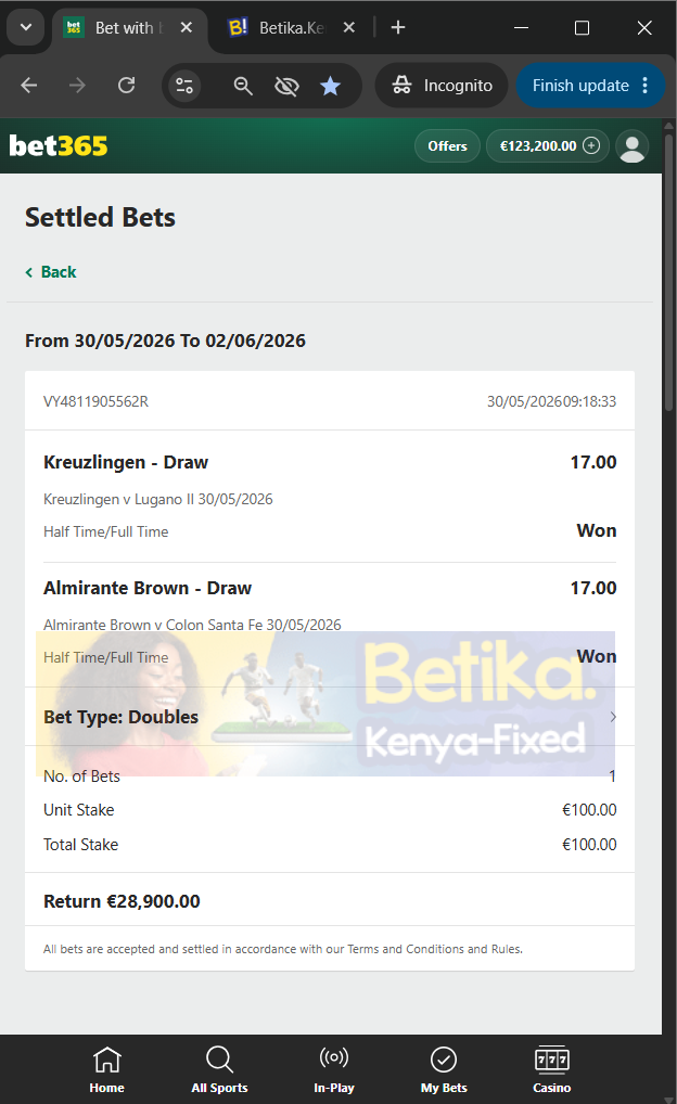 betika ht ft fixed matches 30.05.2026