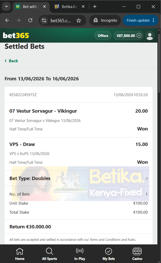 betika ht ft fixed matches 13.06.2026