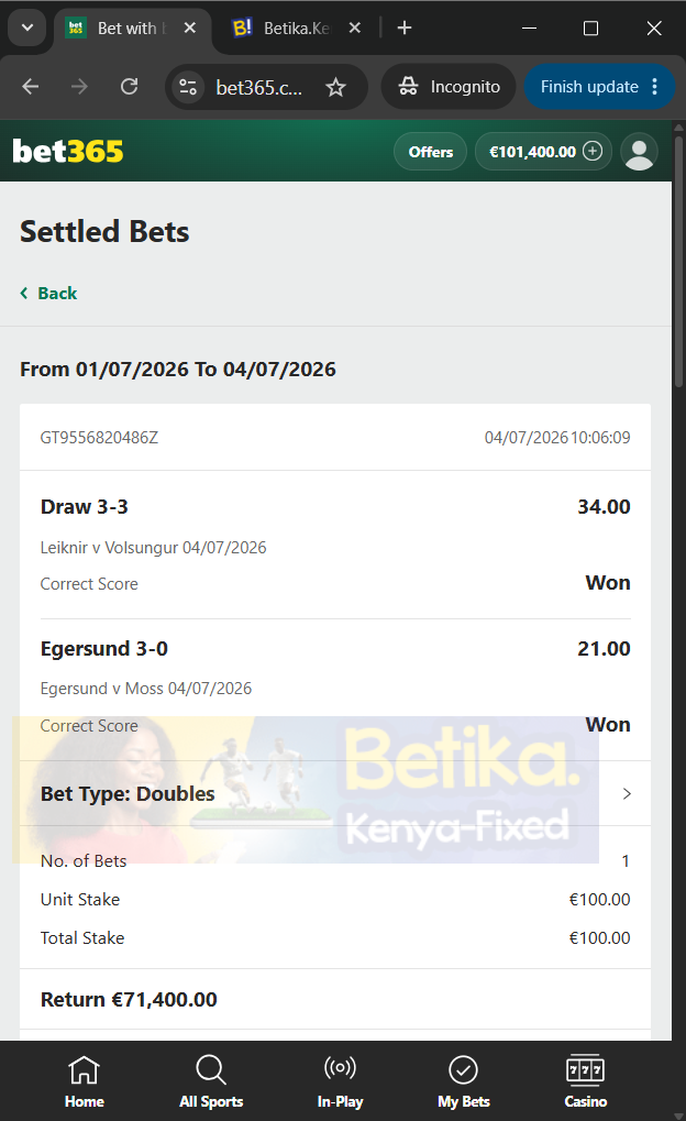 betika fixed matches correct score 04.07.2026