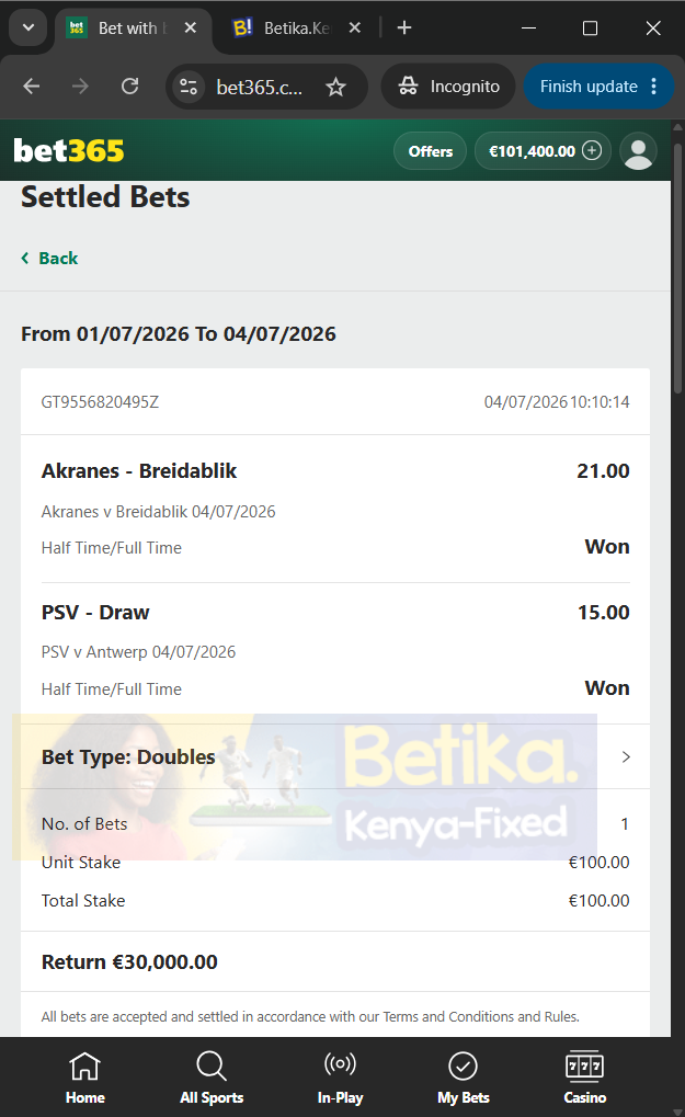 betika ht ft fixed matches 04.07.2026