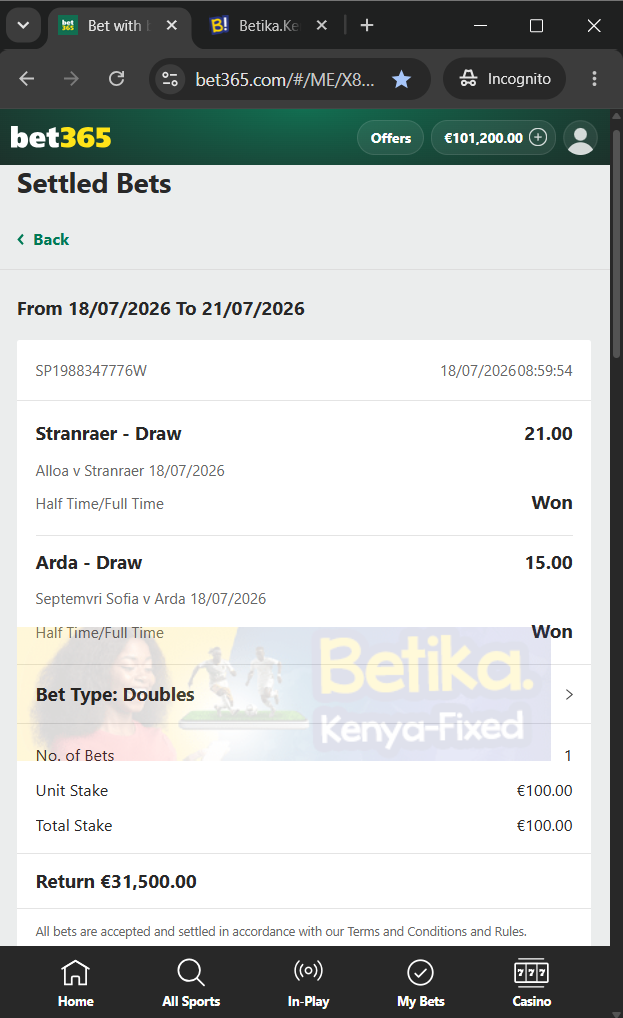 betika ht ft fixed matches 18.07.2026