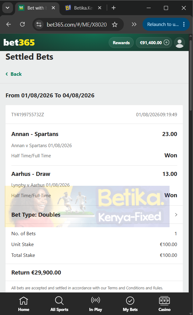 betika ht ft fixed matches 01.08.2026