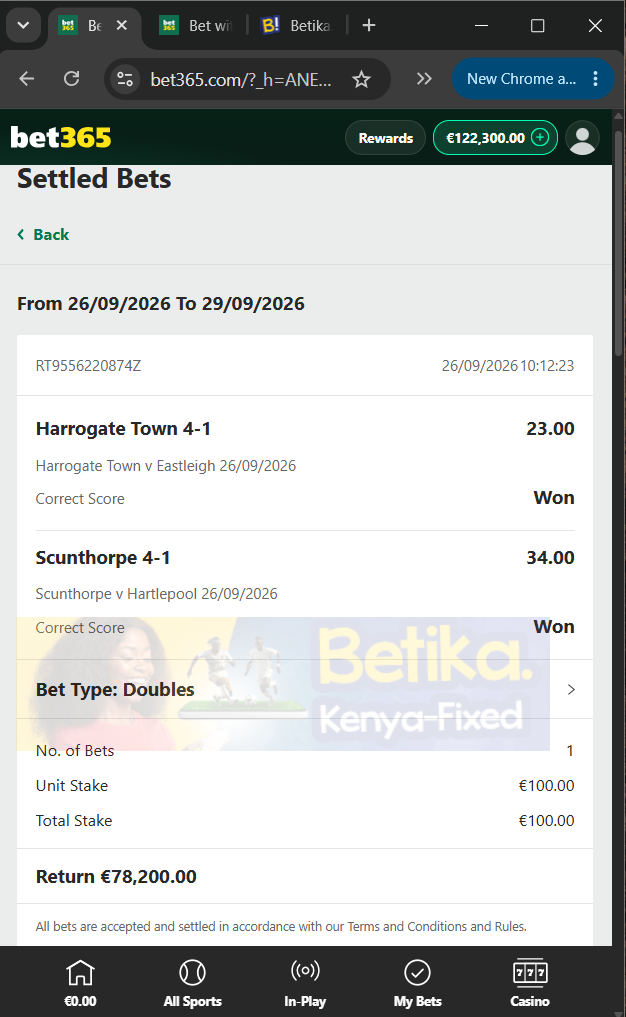 betika fixed matches correct score 26.09.2026